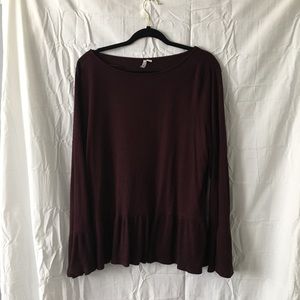 Elle peplum long sleeve sweater